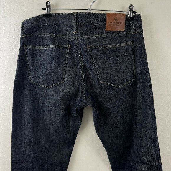 Shockoe Atelier Slim Candiani Stretch Button Fly Dark Jeans 33 Batch 934 3 Of 12 - Picture 6 of 16